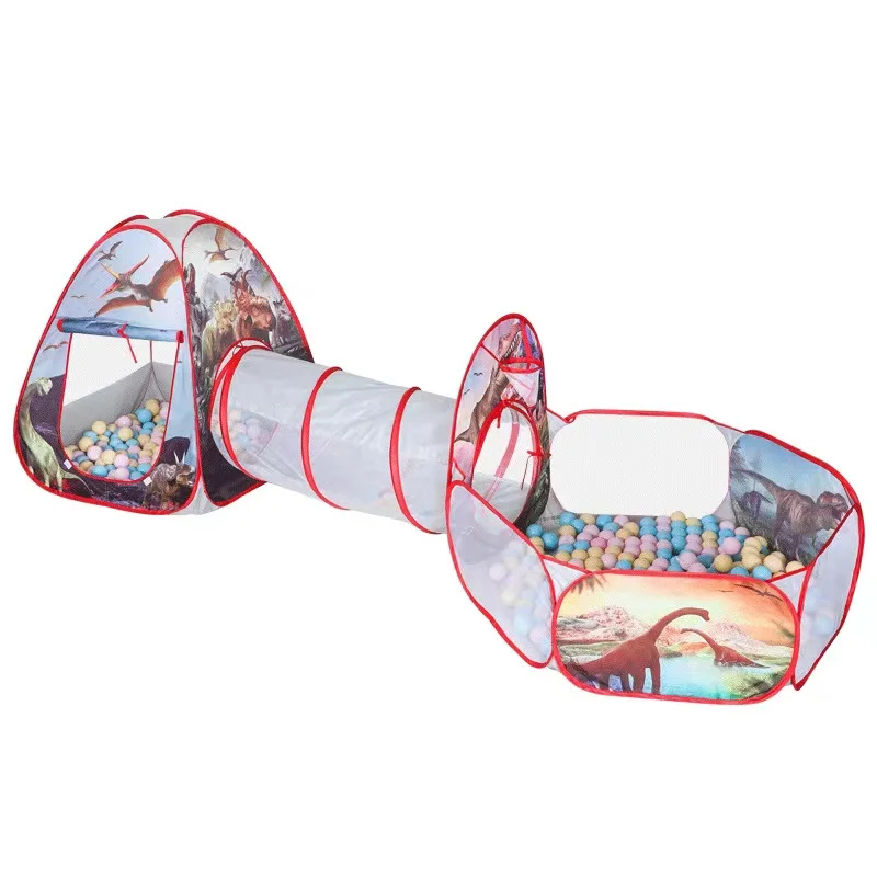 Jurassic Park 3 in 1 Tent Hot Sale Dinosaur Tent for Children  Folding Tent with Tunnel Infant Sea Ball Pool Crawling Toy