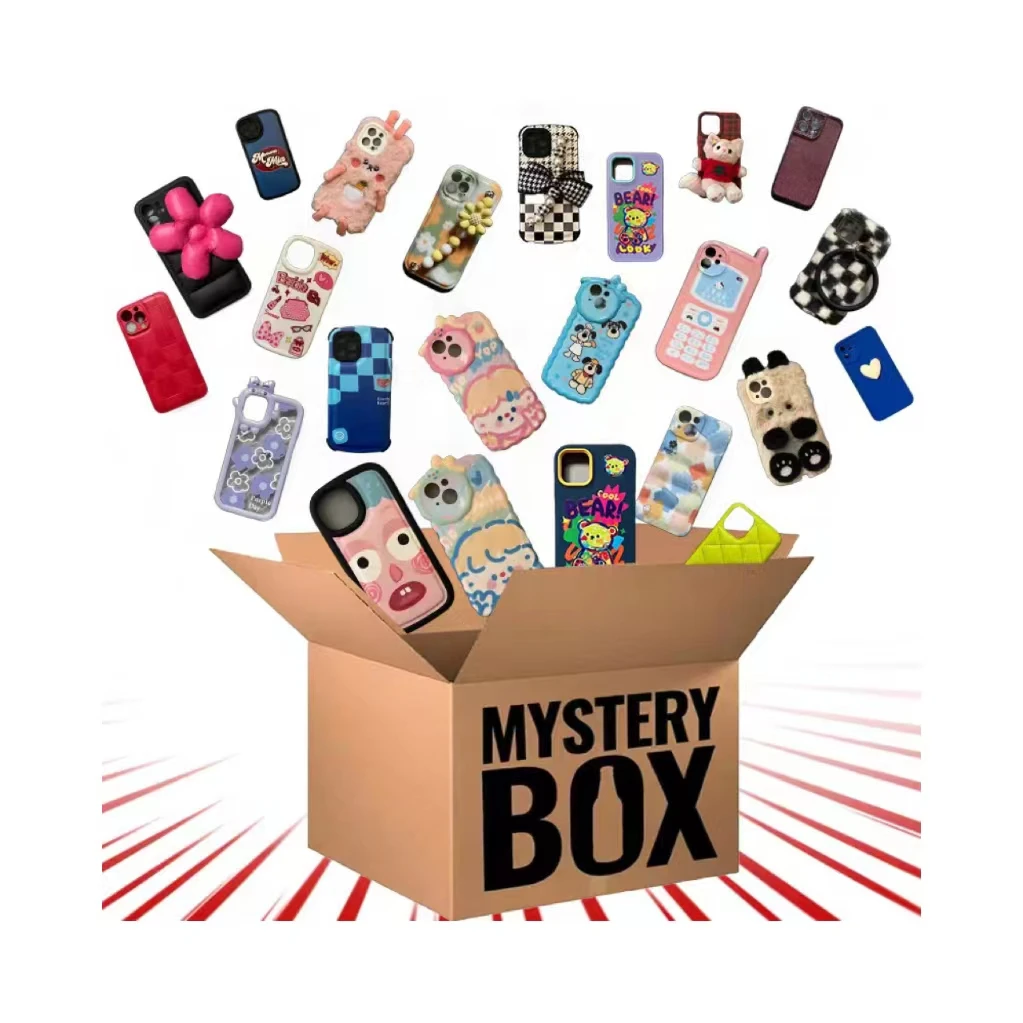 10 non-repetitive phone cases Lucky mystery Gift toy blind box cute cartoon north face Furry Leather Anti-scratch for iPhone