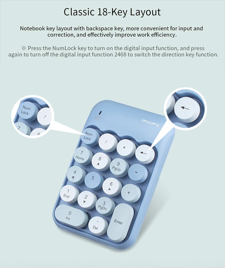 Retro Mini Numerical Keypad Abs Material Wireless Usb Keyboard Mouse Combo Home Office Keyboard