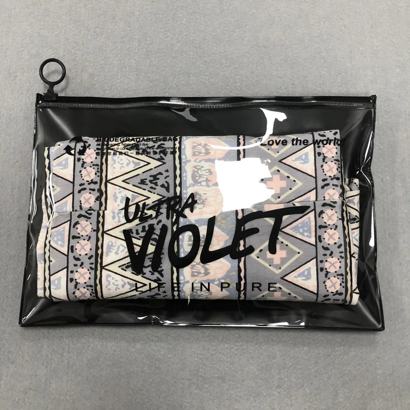 Custom promotional plastic bag ziplock clothing packaging frosted zipper bags