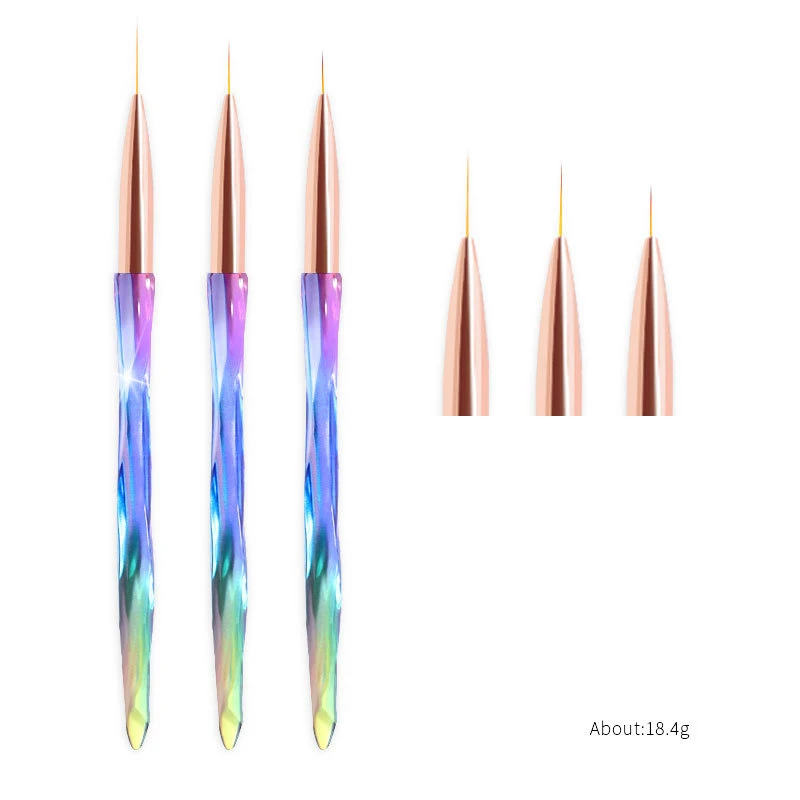 3Pcs French Stripe Nail Art Liner Brush Set 3D Tips Line Stripes DIY Drawing Pen UV Gel Brushes Painting Pen Manicure Tools