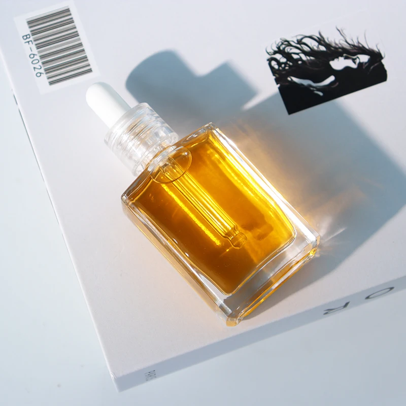 Rectangle Clear Glass Pipette Serum Bottles 15ml 30ml 100ml Essential Oil Square Glass Dropper Bottles with Pipette