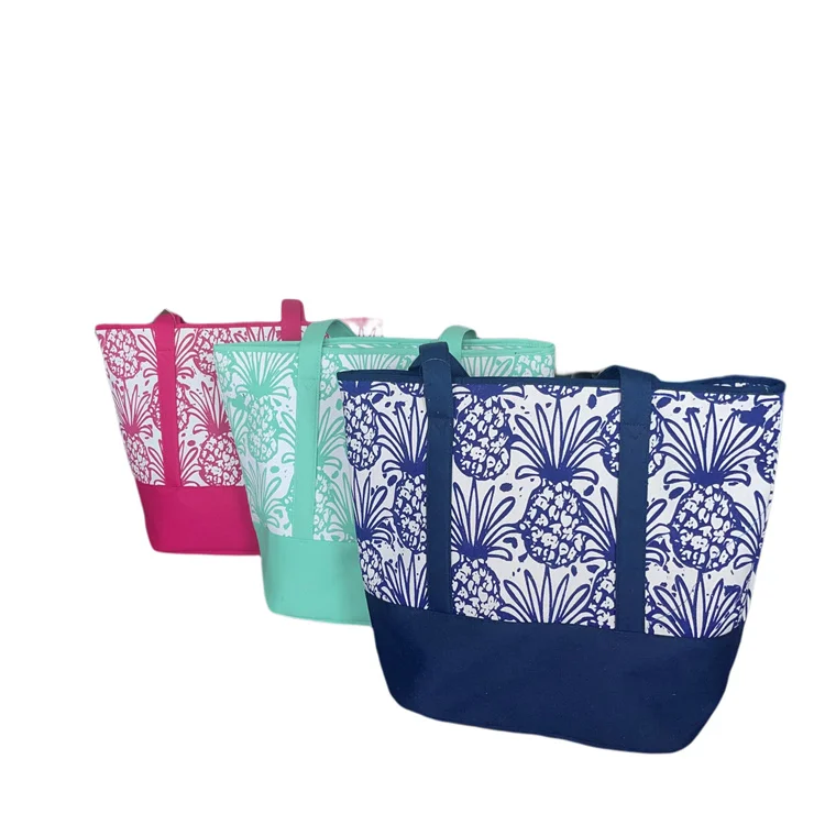 Custom durable pineapple bag reusable digitally printed canvas tote bag summer beach shoulder bag