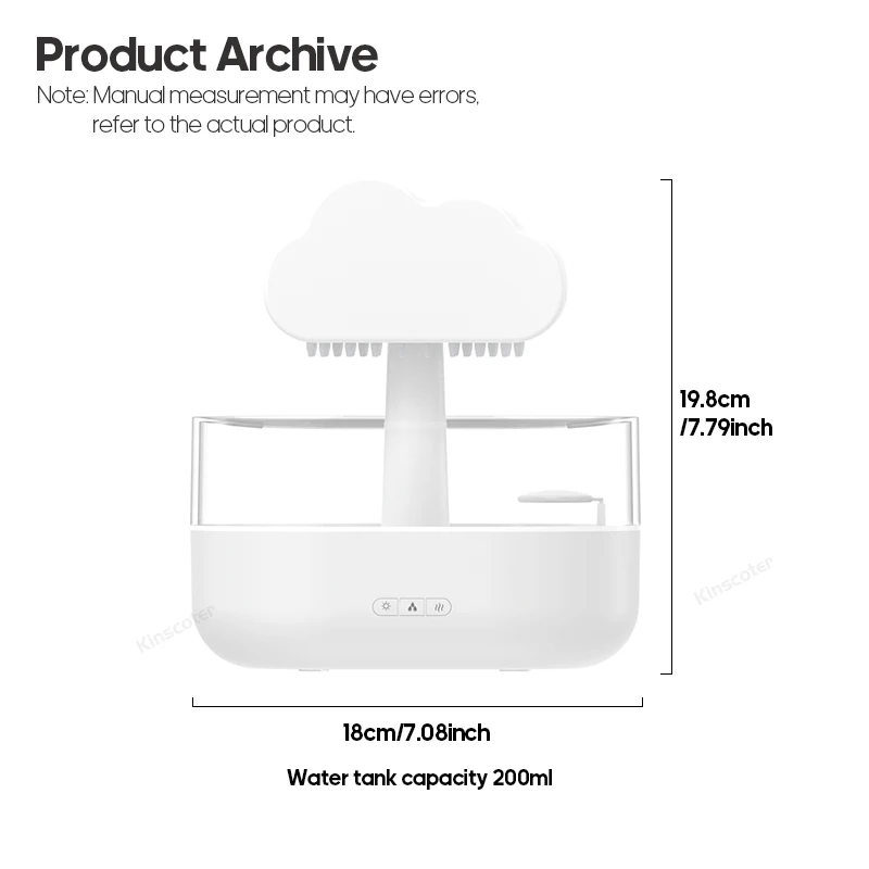Raining Cloud 7 Colors Night Light Aroma Essential Oil Diffuser H2o Water Drip Rain Cloud Air Humidifier