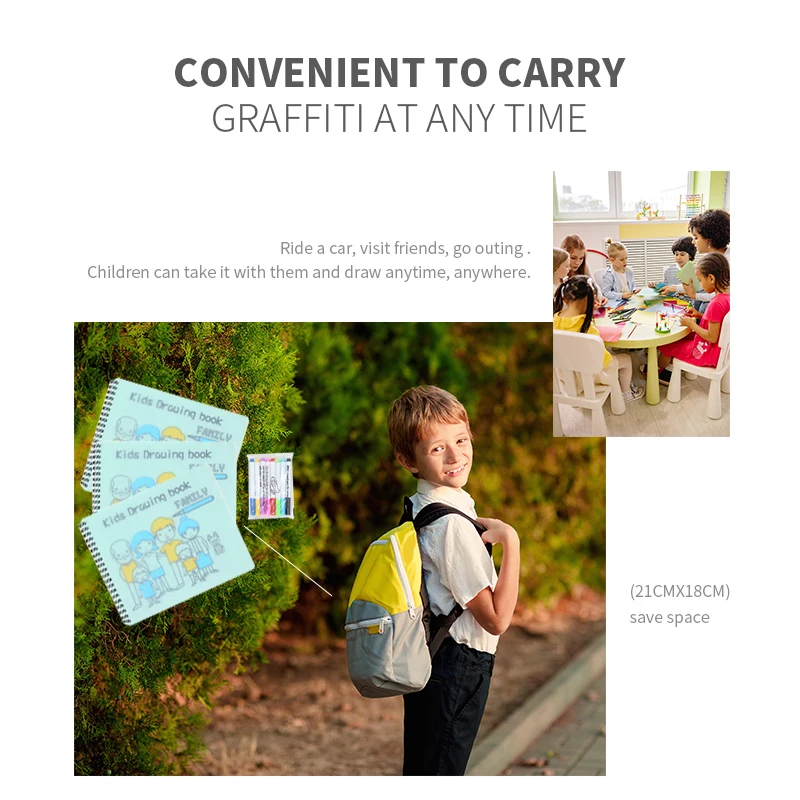 Educational Toy Erasable Coloring Doodle Book Cartoon Children Silicone Drawing Books Magic Drawing Painting Book For Kids