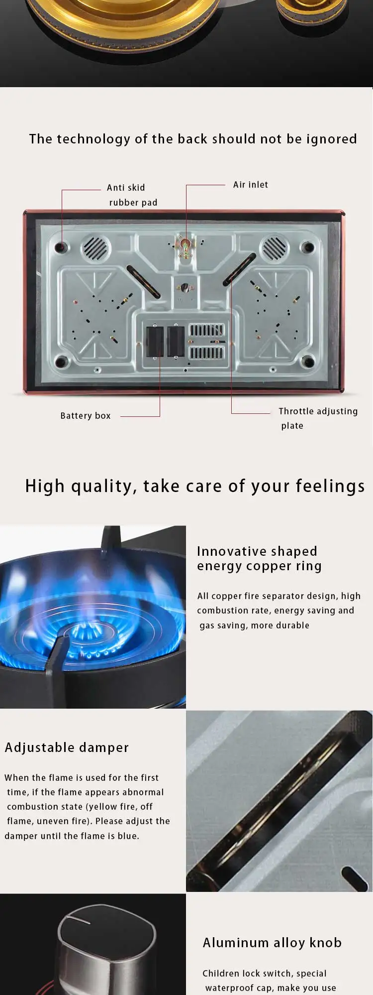 Home intelligent timing gas stove liquefied gas stove High-power flameout protection