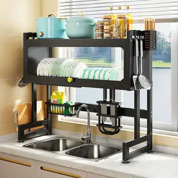 Expandable stackable kitchen cabinet shelf organizer counter spice racks multifunctional storage shelf for kitchen bathroom