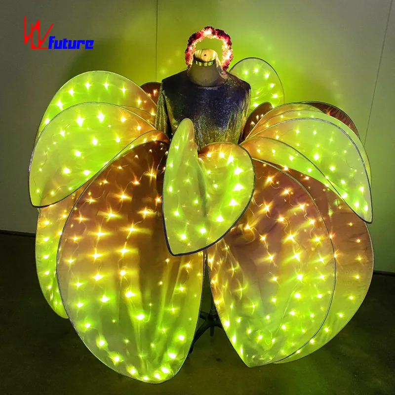 Purple LED Pixel Flower Costume Dance Stage Show Costume Entertainment LED Light Petals