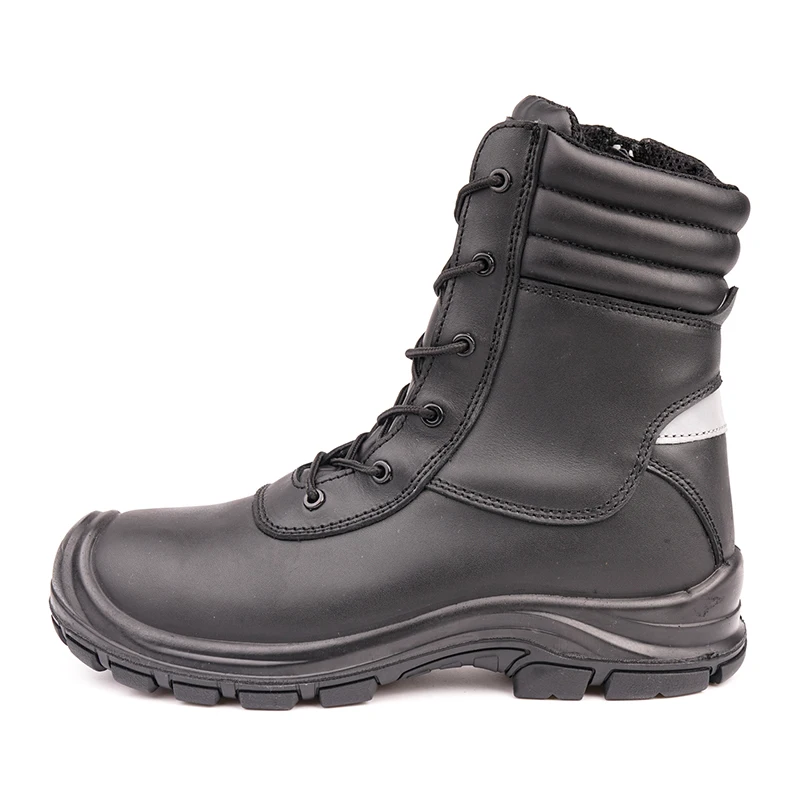 Metal free high top Genuine Leather High Ankle composite toe Work Boot With Rubber Sole