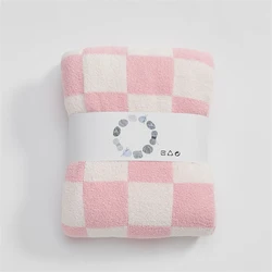 Amazon Hot Selling Wholesale Plaid Super Soft Chunky Checkerboard Microfiber Knitted Throw Blanket for Winter QPG