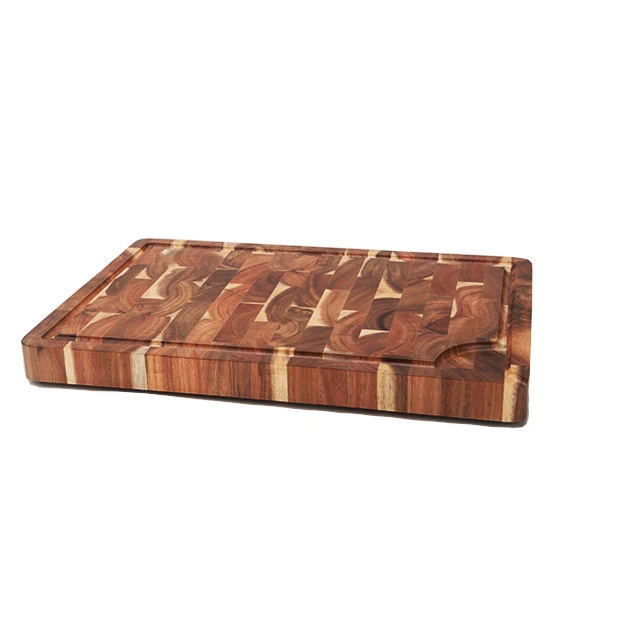 Amazon Hot Sale Custom Organic Butcher Square Kitchen Natural Cooking Boards Acacia Wood End Grain Chopping Wooden Cutting Board