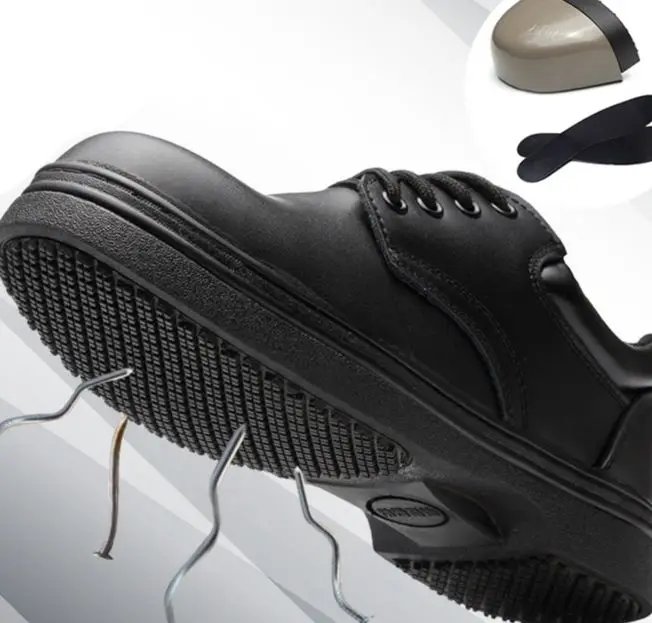 2022 High Quality Wholesale Waterproof Non-slip Work Oil Resistance Kitchen Chef Shoe Steel head Men leather Chef safety shoes