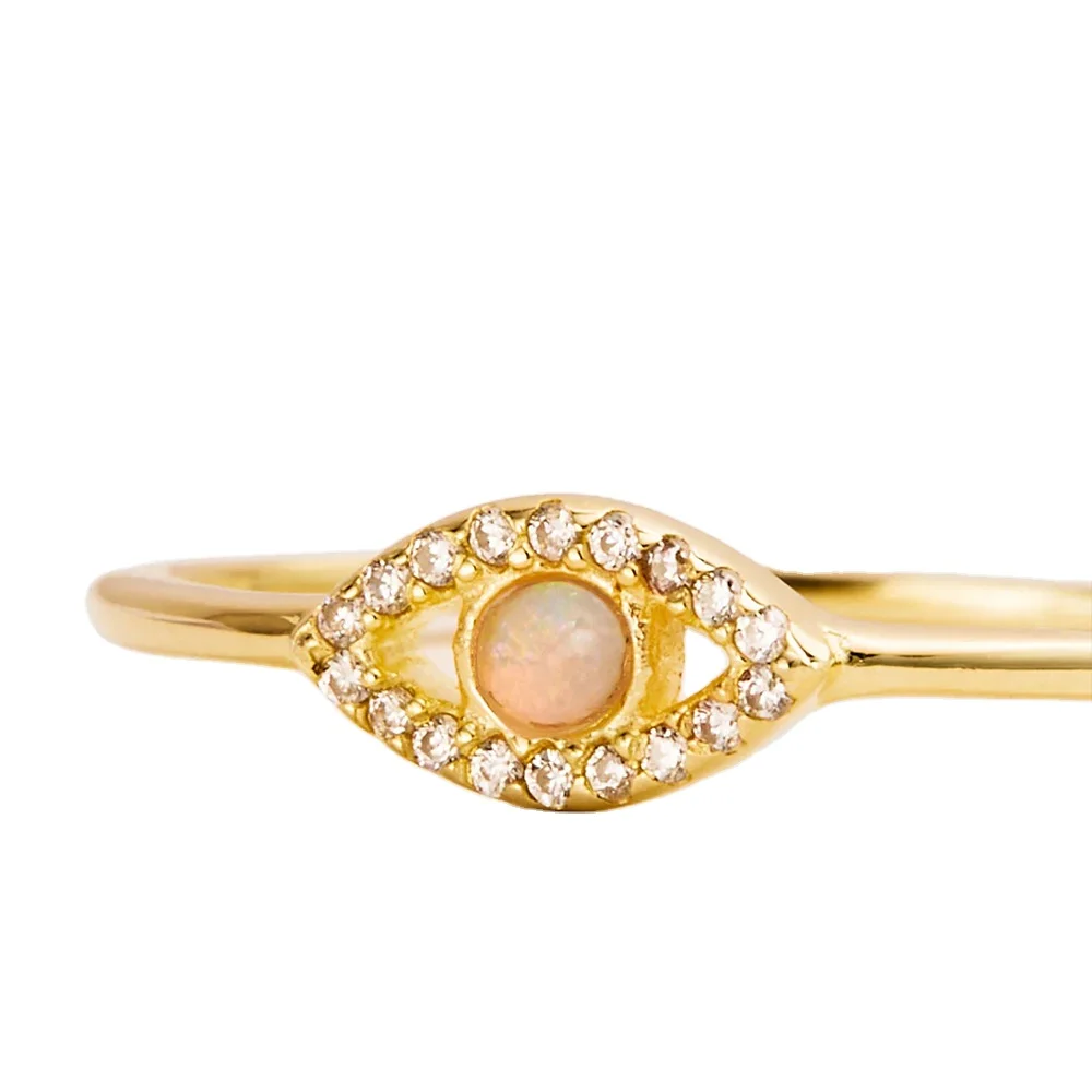 INS Fashion eye rings 925 Sterling Silver jewelry 18K Gold Zircon Opal stone Evil Eye Rings women