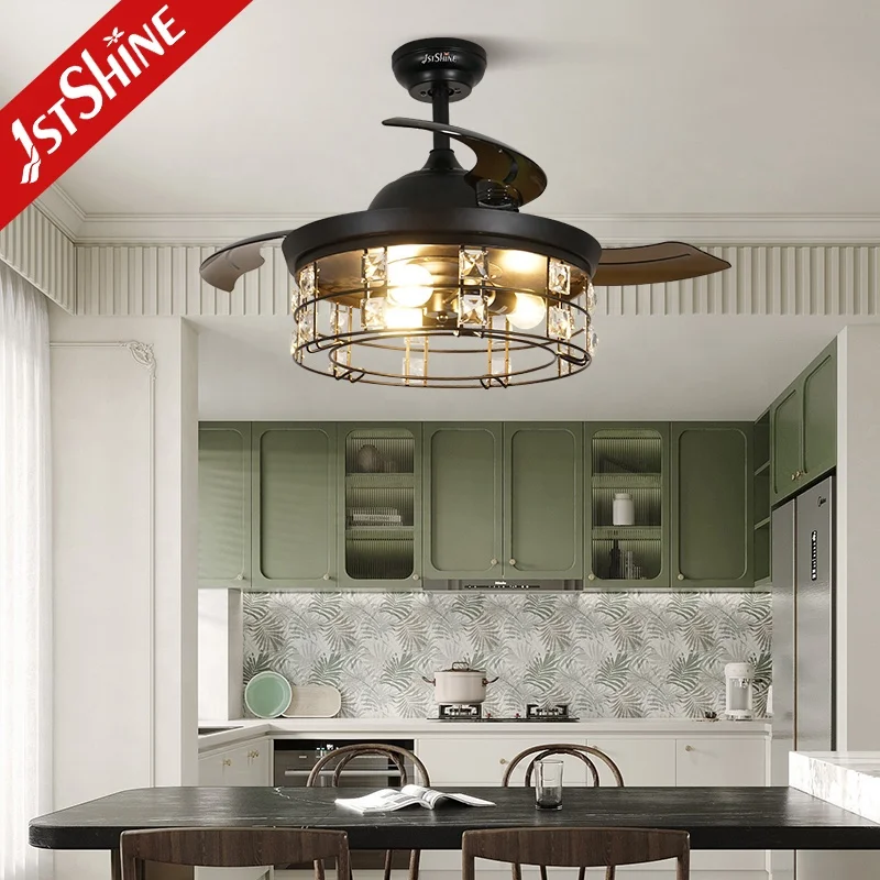 1stshine ceiling fan AC copper folding PC blades remote control ceiling fan with light