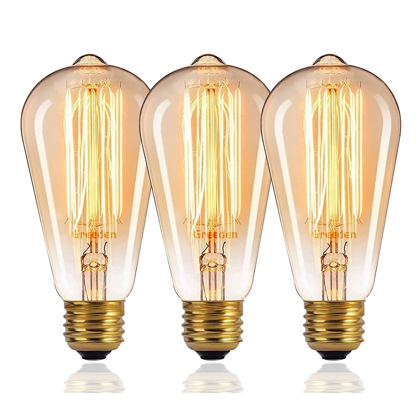 Greeden ST64 25W 40W Squirrel Cage Filament Edison Light Bulb for Table Lamp Restaurant Home Office Light Fixtures Decorative