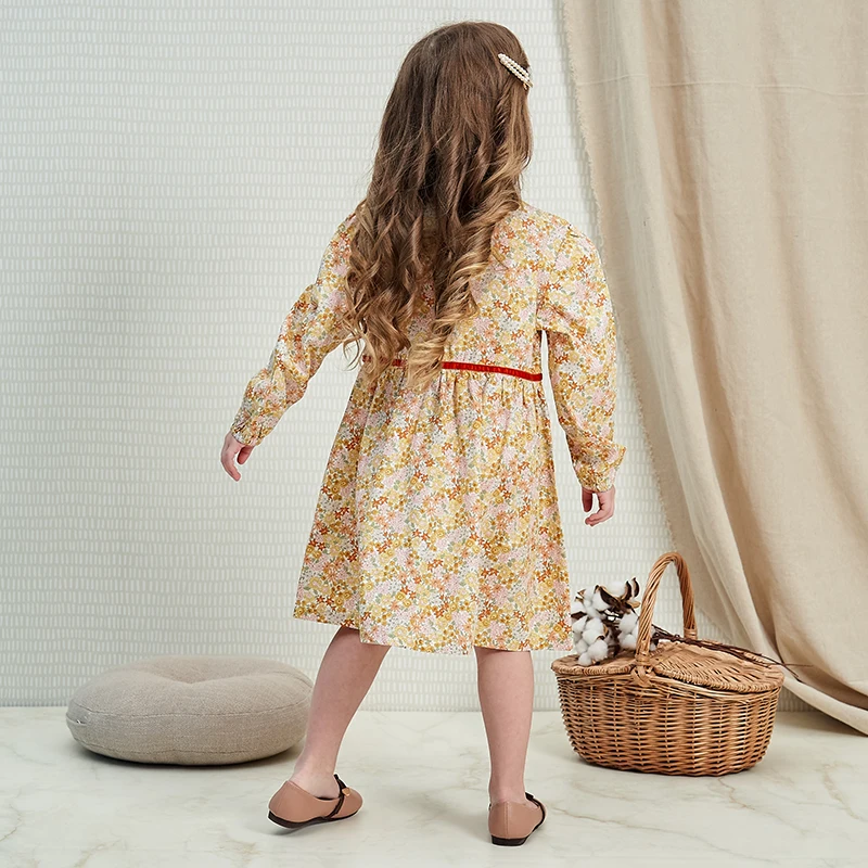 2020 Spring and Summer floral 100% cotton flared baby kid clothing dresses for girl