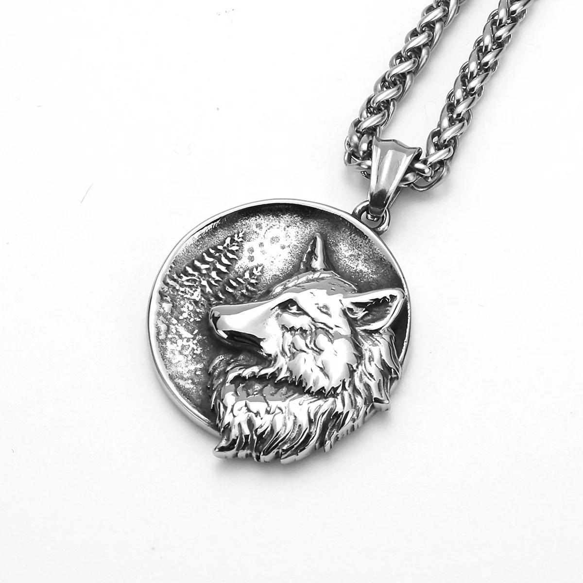 Streetwear vintage greek medusa coin medallion necklace hiphop men jewelry stainless steel medusa pendant necklace gold