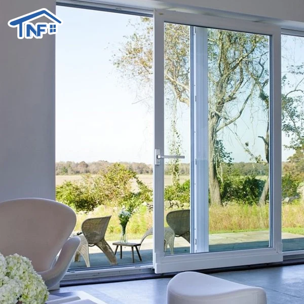 3 Tracks 4 panels patio aluminum sliding door with fly screen