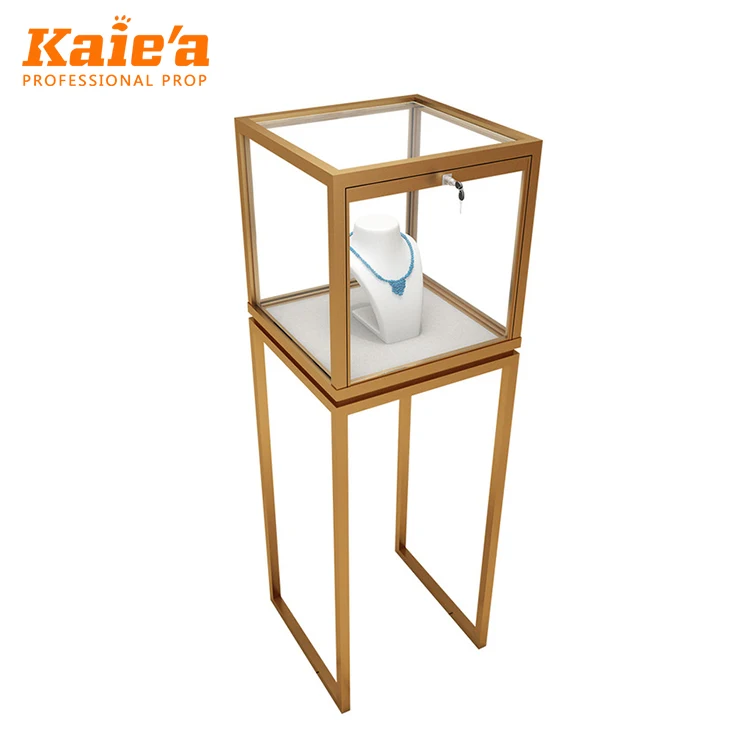 Retail Custom Jewelry Kiosk Showcase Lockable jewelry shop display cabinet freestanding jewelry glass display showcase