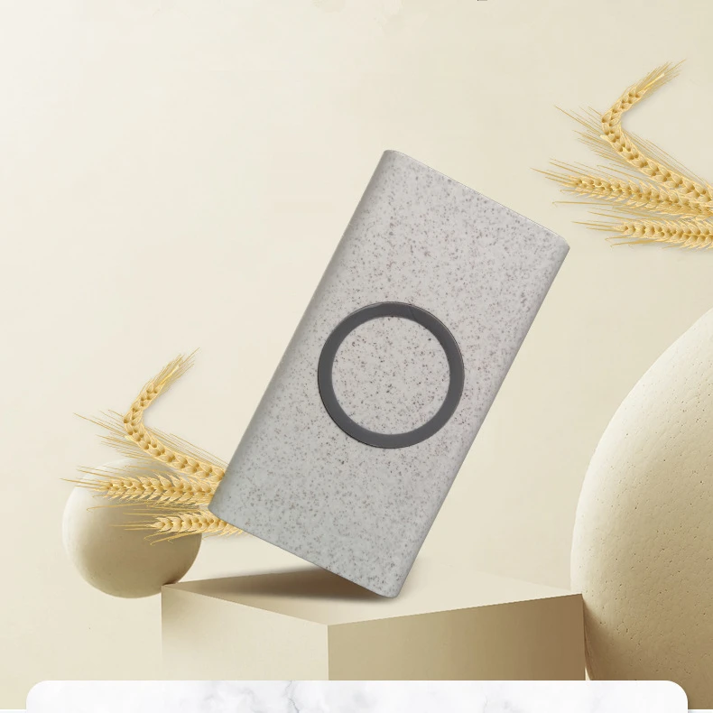 
Custom Mini Unique Disposable Wheat Straw 8000mah Mobile Phone Charger Custom 2 In 1 Eco-friendly Portable Power Bank 