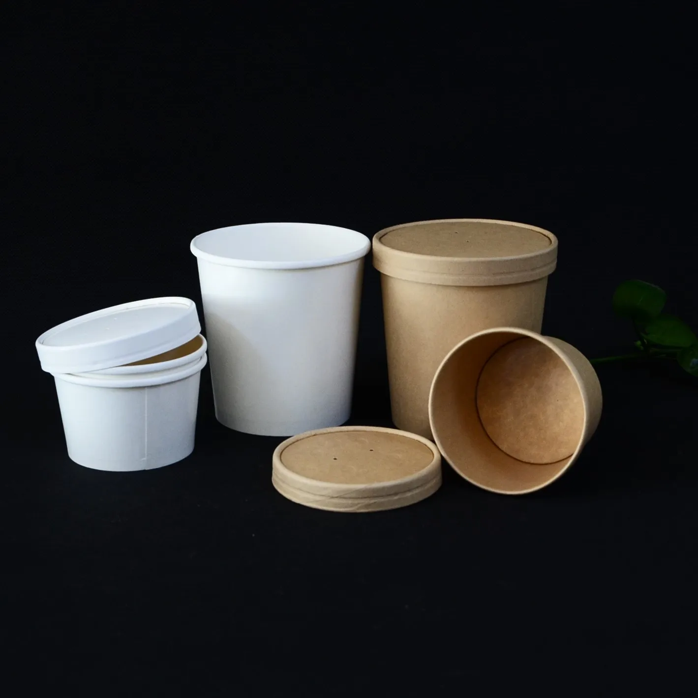 
custom design soup takeaway paper bowl with lid logo printed disposable pasta bowl for take away fast food packing paper bowls 