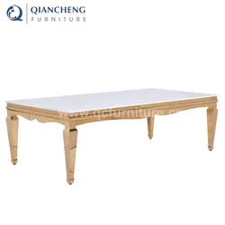 Wedding table modern event party rose golden metal legs MDF wooden table design center pieces white glass wedding table