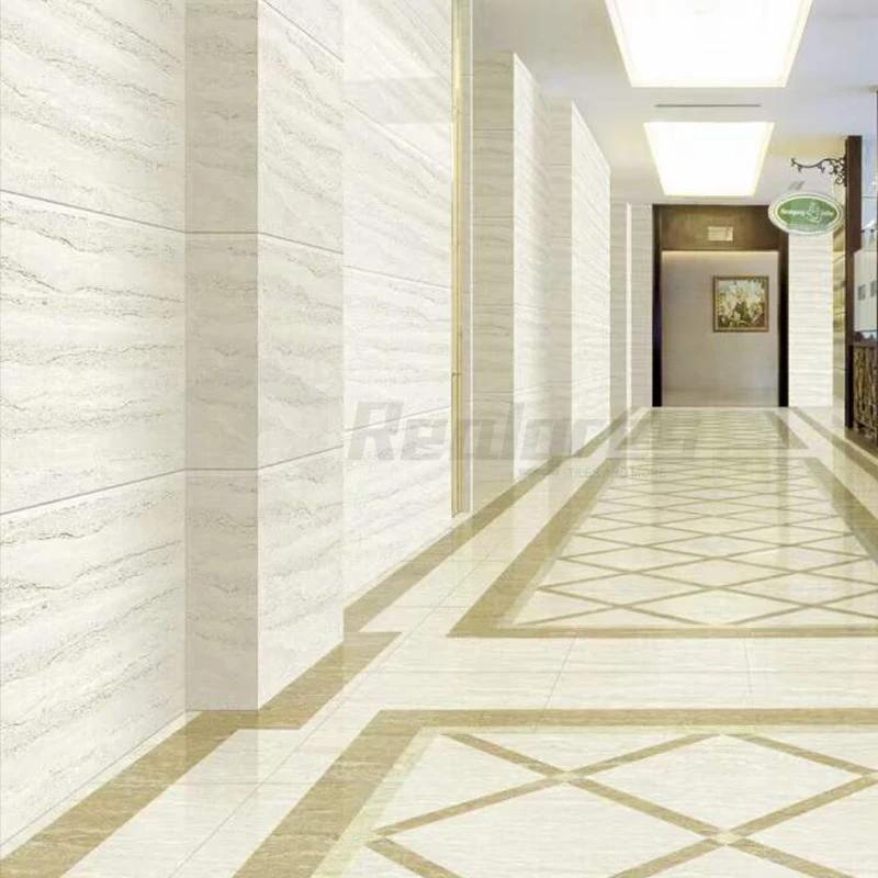 Realgres Natural Travertine-Like Decorative Hotel Lobby Interior Travertine Concave Honed Wall Marble Polished Porcelain Tile