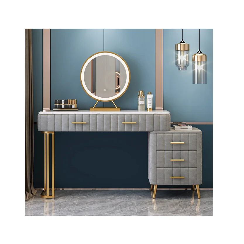Modern luxury dressing table table 2 drawer dressing table with lamp mirror