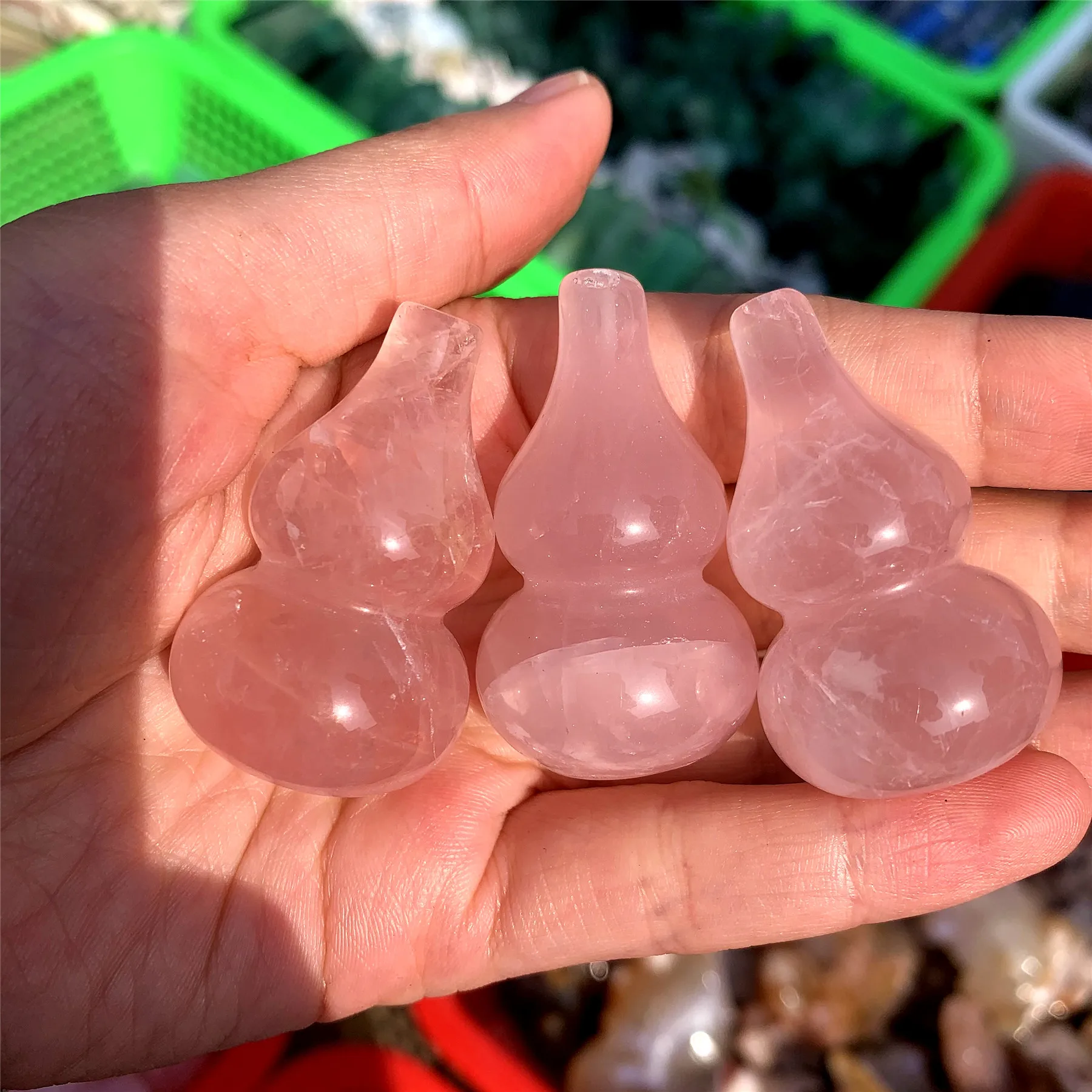 
Wholesale Natural Rose Quartz Crystal Statue Healing Calabash Rough Stone For Healing 