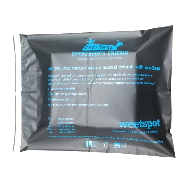 custom printed corn starch made biodegradable eco friendly plastic mailing courier bags with logo