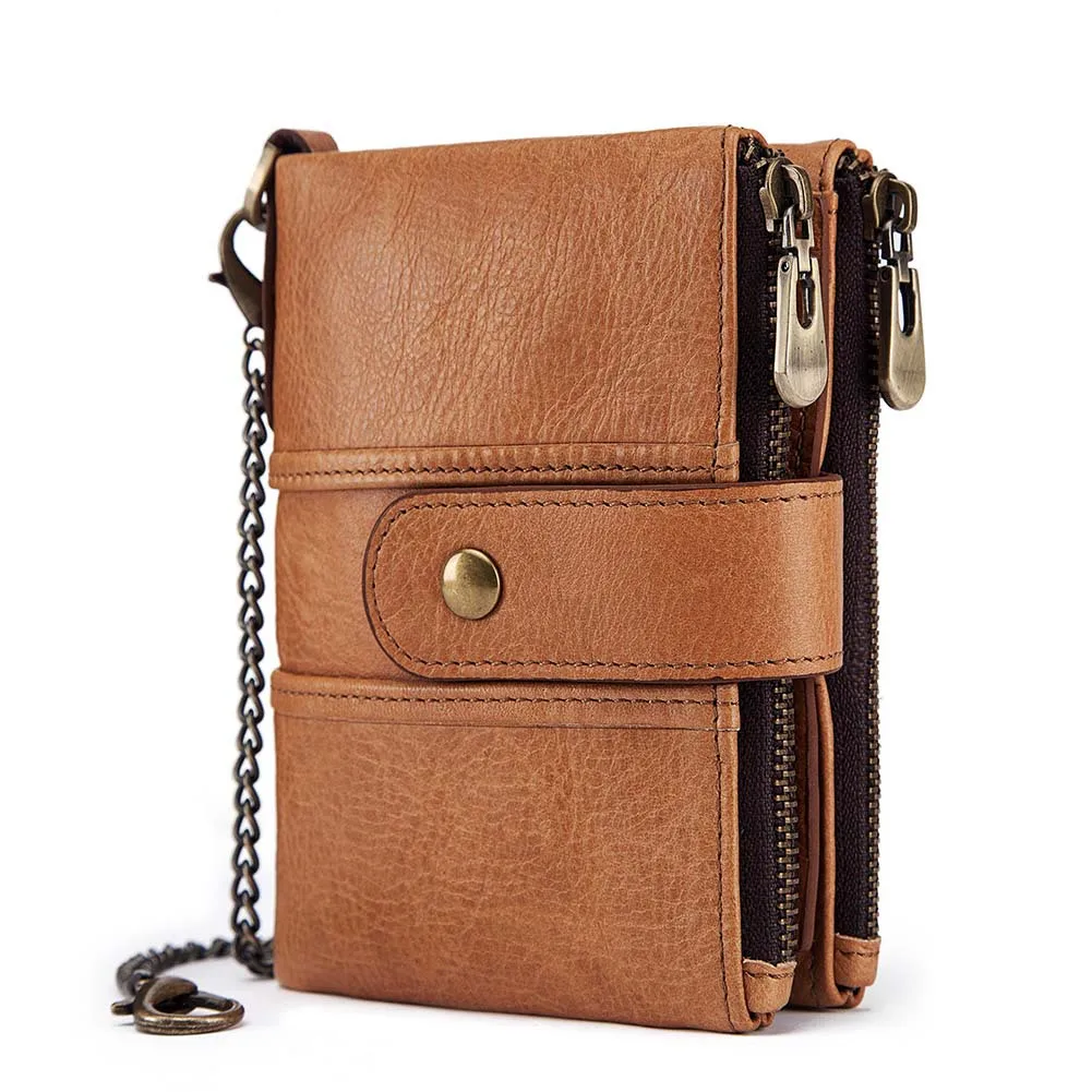 Genuine Leather Crazy Horse RFID Anti-theft Multi-function Wallet for Man Women