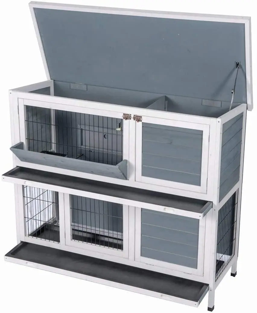 Tops Two Floors Wooden Outdoor Indoor Rabbit Battery Cage with Feeding Pet Products