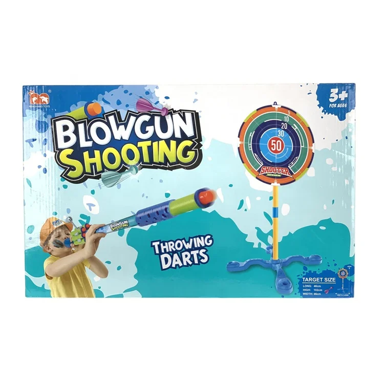 Big Cross Foot Target Blow Arrow Set 3 Sticky Toy Gun Darts Dart Gun with Soft Toys Bullet for Kids