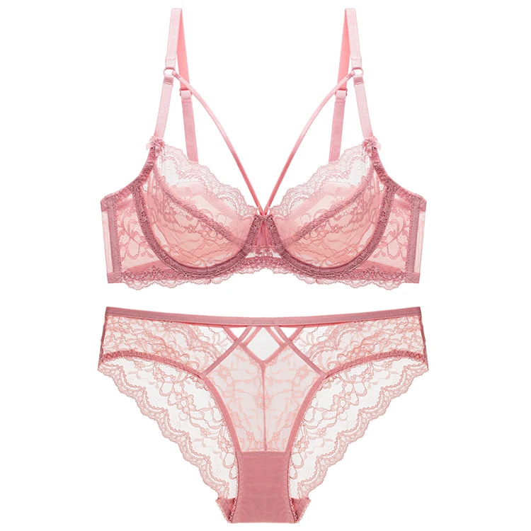 Starwin OEM&ODM Fashion No Sponge Deep-V Ultra Thin Transparent Lace Sexy Women Lingerie Sets Underwear Bra Sets