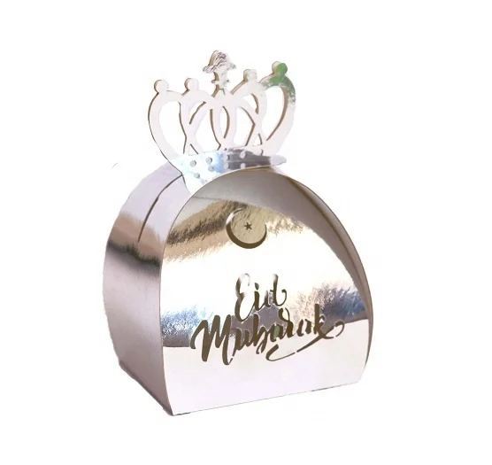 ramadan decoration Eid Mubarak candy box shiny crown muslims festival hollow gift box Islamic festival party favor