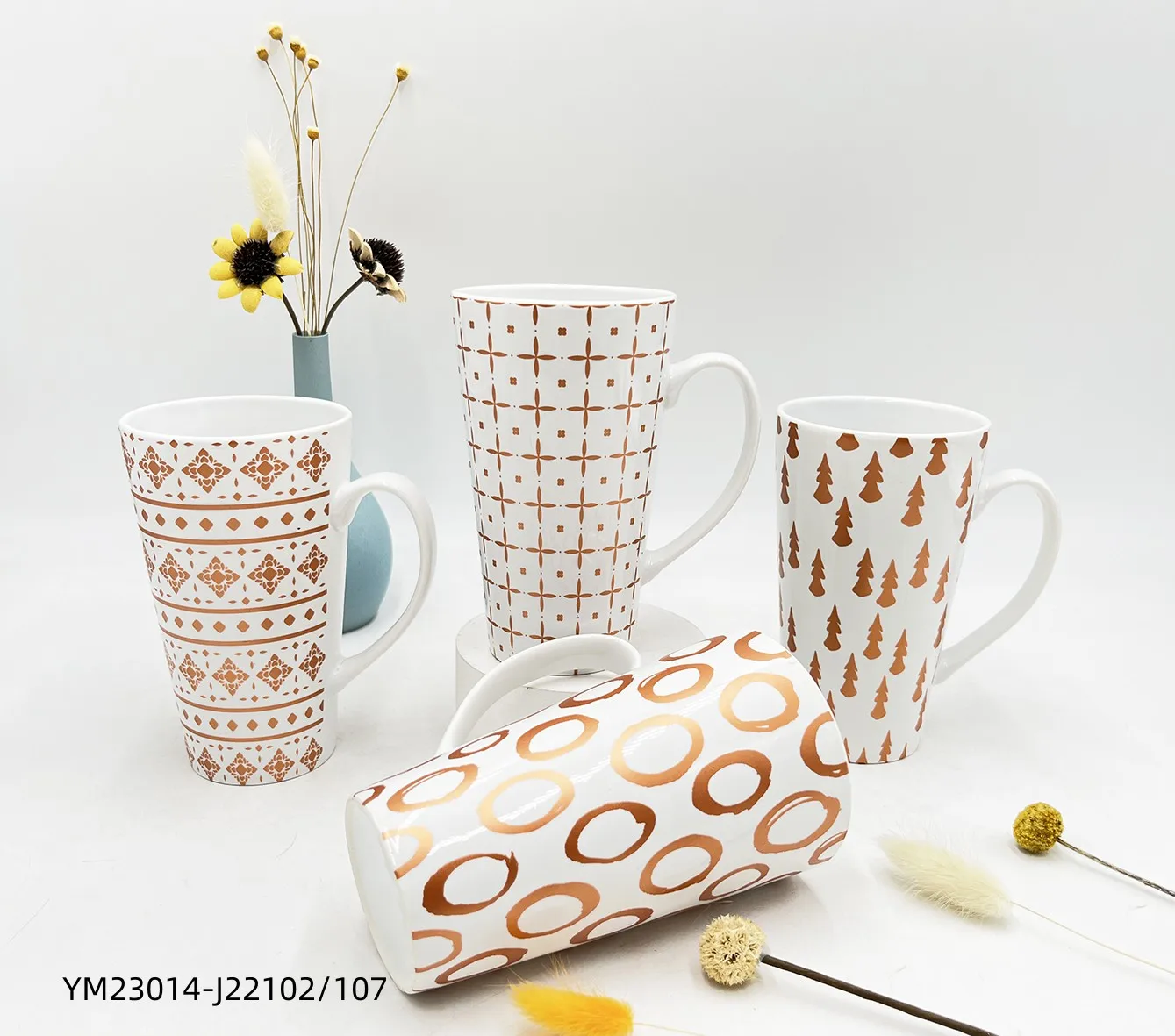 New Design Customized Ceramic cup with saucer white color with decal Coffee Mugs with plate