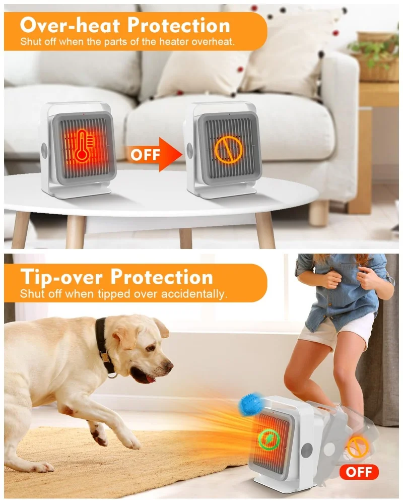 2024 New Design ptc ceramic heater 600W room space heater 3 second fast heating Low noise mini Home Heaters