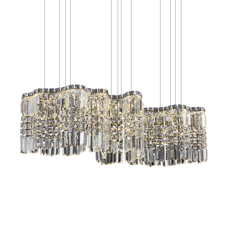 Modern simple light luxury dining room crystal chandelier designer dining table lamp high-end atmosphere bar lamps