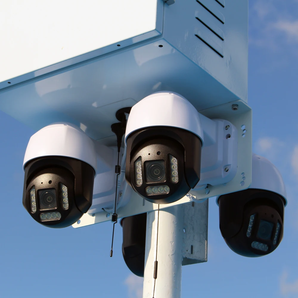 GOING tech 2 camera lte video system solar-cctv-camera out door dual lens zoom ptz solar camera 4g