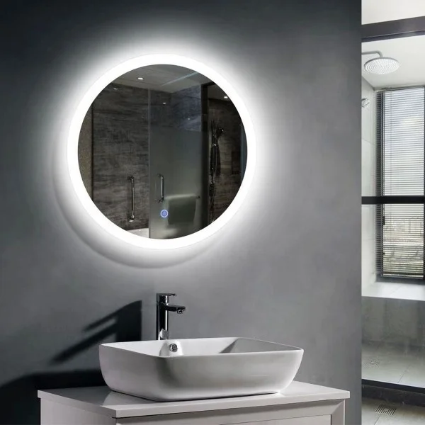 Modern Style Rectangle Round Illuminated Backlit Led Mirror with Defogger
