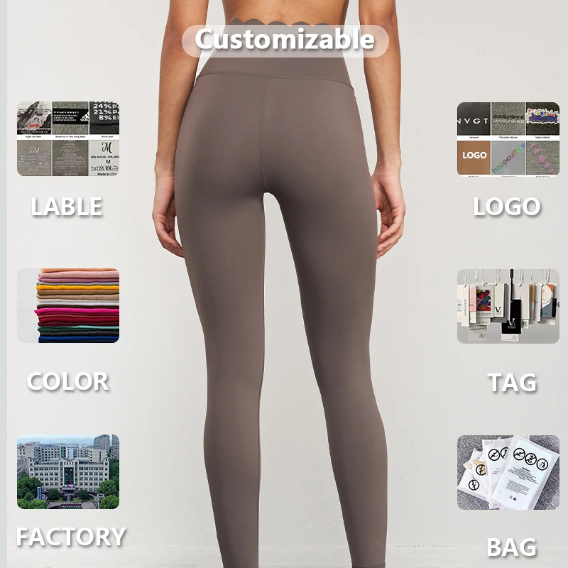 Joy Young Hot Selling High Waist Solid Color Tummy Tight Peach Butt Leica Sport Fitness Yoga Leggings For Women