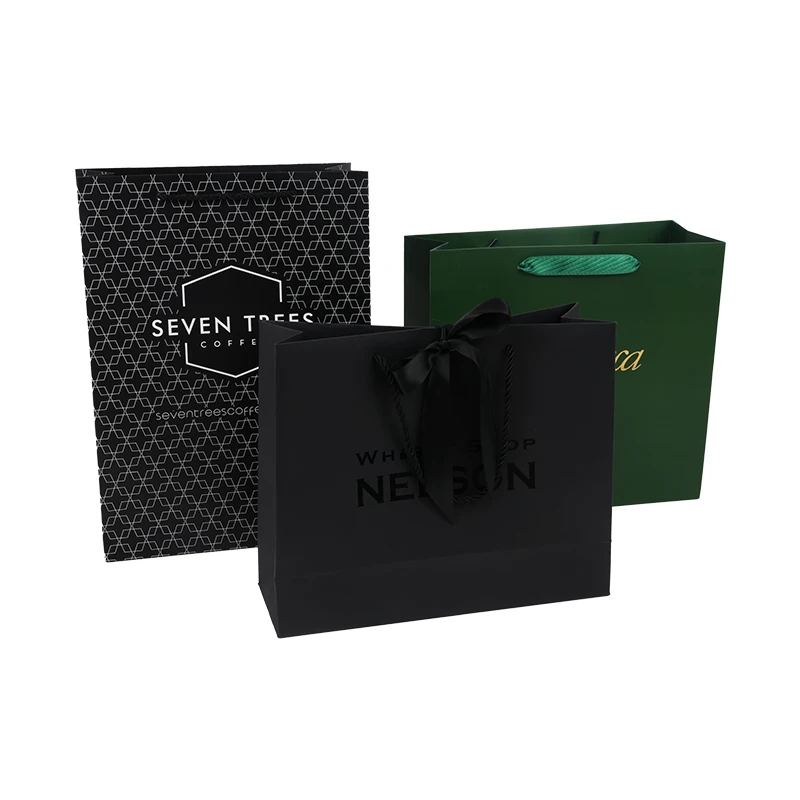 Wholesale Custom Printed White Green Gift Craft Shopping Paper Bag with Your Own Logo