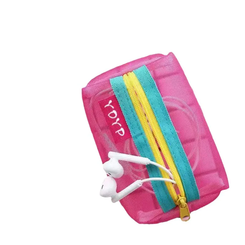 Bulk Mesh Makeup Bags Portable Zipper Large Capacity High Quality Custom Logo Transparent Pencil Bag Holders