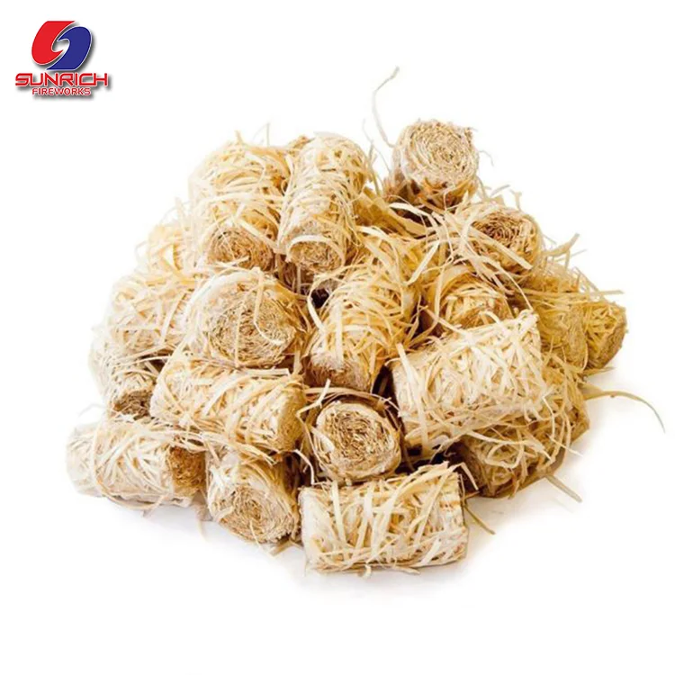 Sunrich Factory wholesale Natural Quick Easy Long Time Bbq Sawdust Fire Lighter Starter Wooden Wool Roll For Bbq
