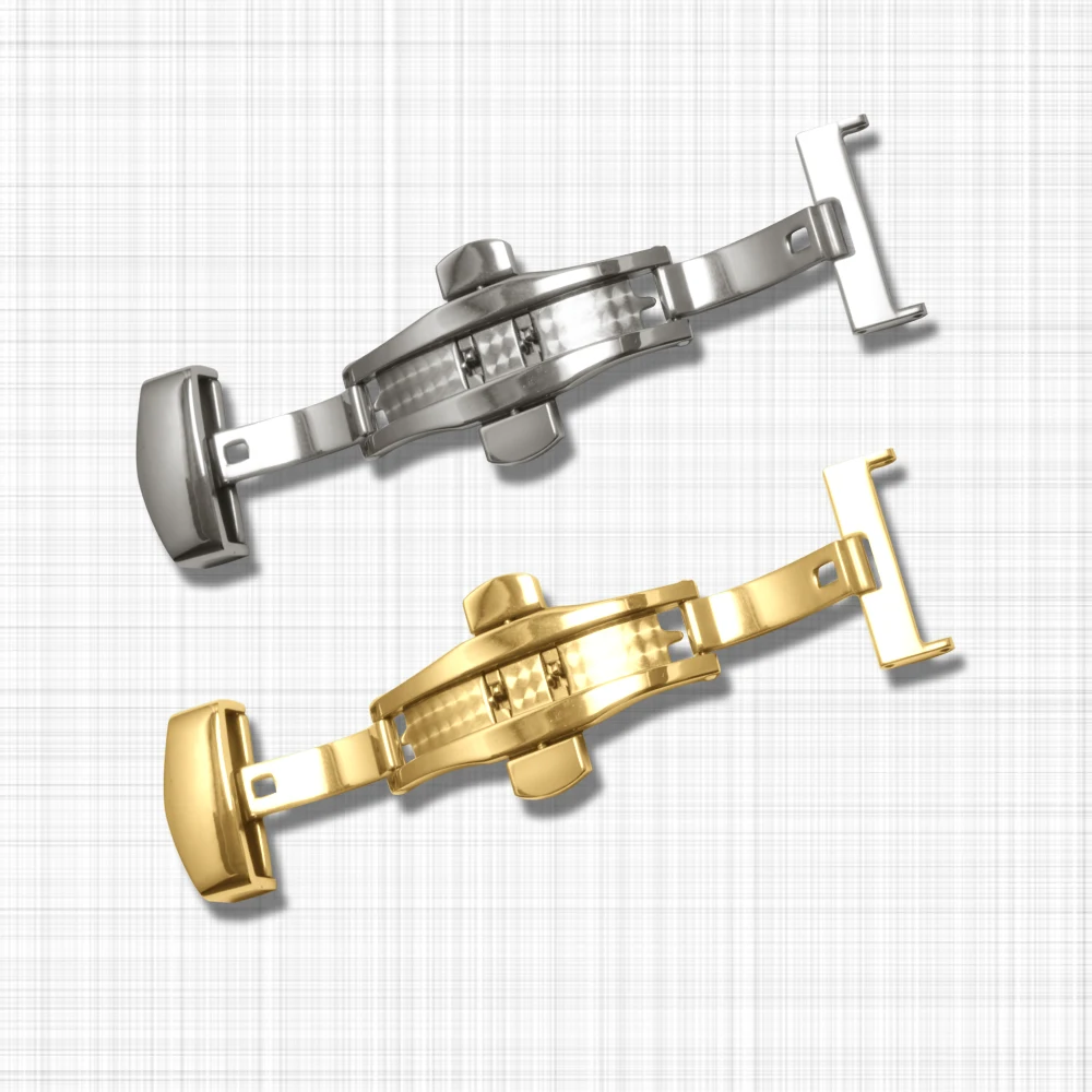Stainless Steel 304 watch Belt folding buckle Gold and silver Double Push Buckle wrist watch parts