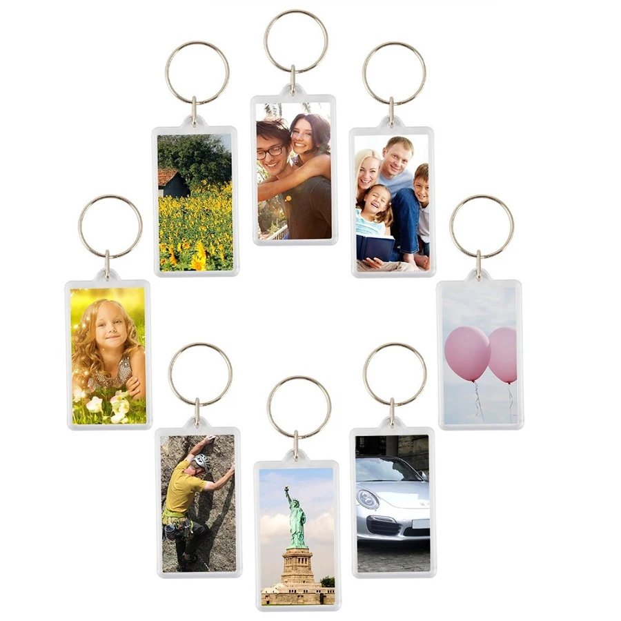 Accept custom key chain custom logo round square rectangle love Key blank clear acrylic photo keychain acrylic keychain blanks