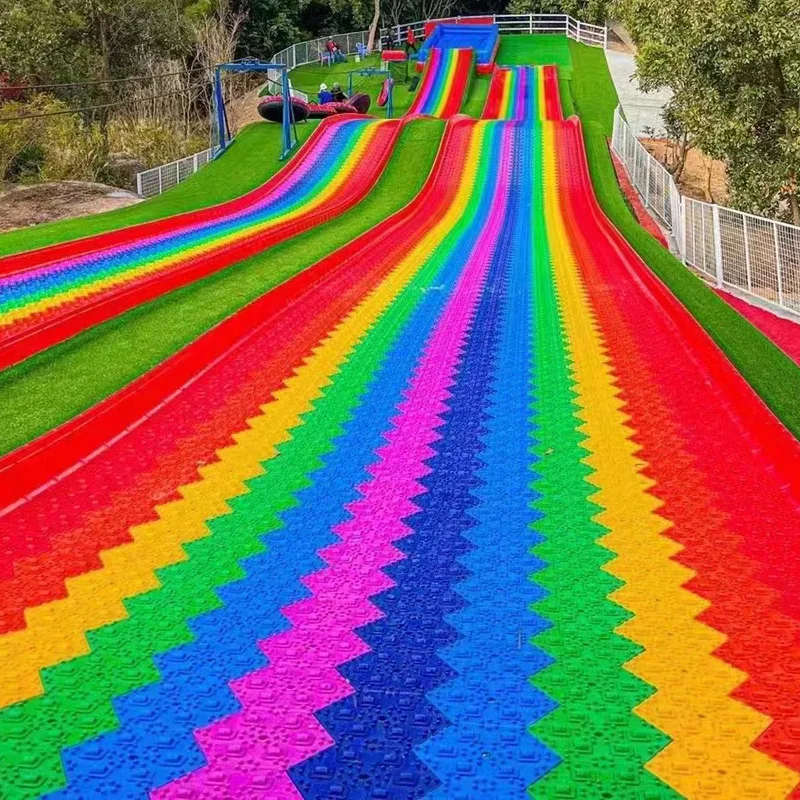 Durable outdoor giant slipping slide single double slip slope plastic rainbow slides for adults and children
