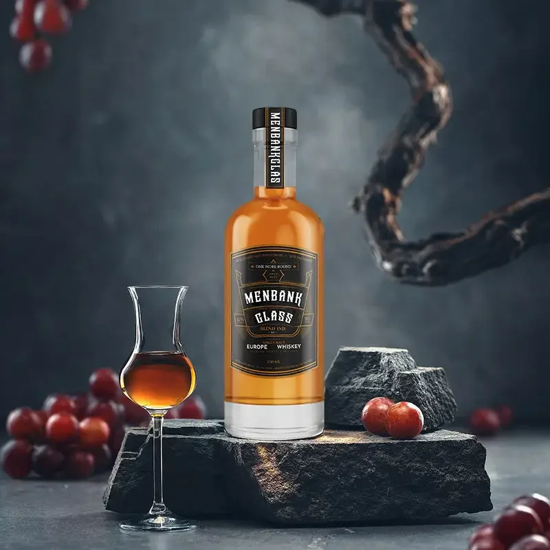 Round Vodka Glass Bottle Elegant Glass Bottle Vodka Liquor 350ml Thick Resistant Vodka With Cork