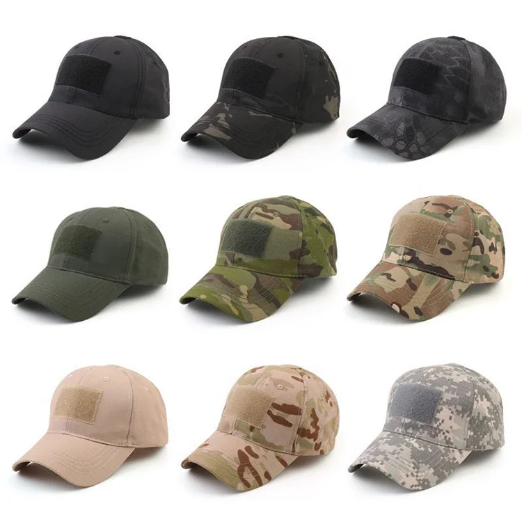 Custom Camouflage Fabric Material Unisex 6-Panel Outdoor Sun Curved Brim Hat Snapback Baseball Cap For Business Advertising