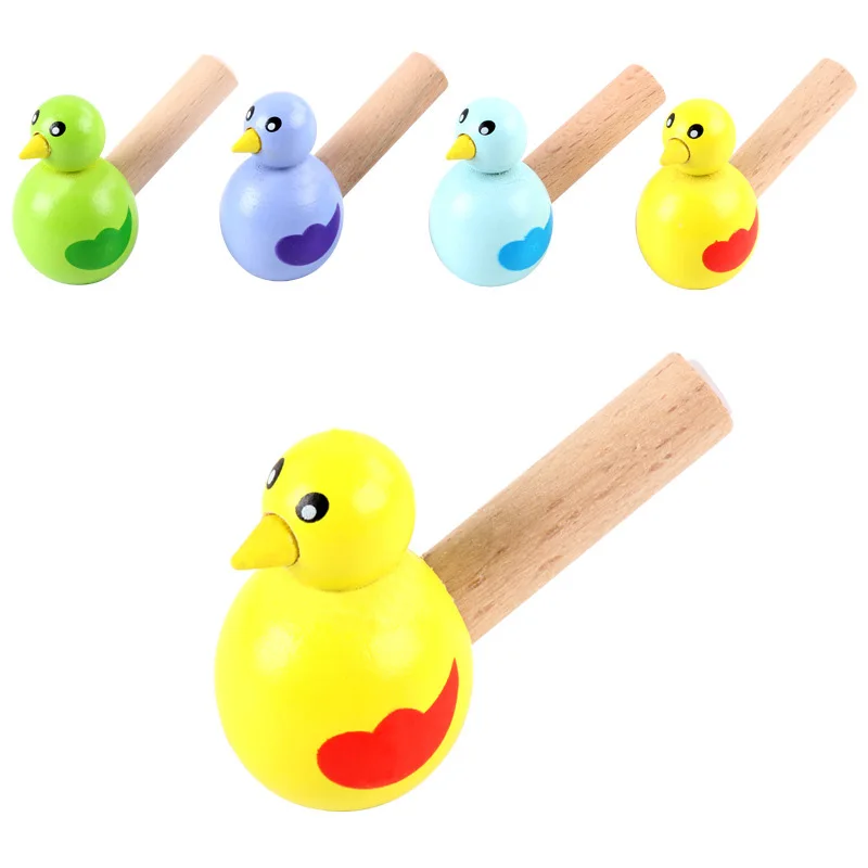 Wholesale Cartoon Animal Lovely Wooden Cartoonbird Whistl Whistle Wooden Music Toys Promotion Gift Funny Cute Bird Whistle